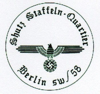 S.S. Headquarters Berlin military rubber hand stamp.