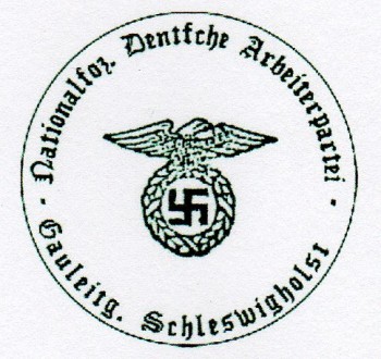 N.S.D.A.P. Party Regional Office party  rubber hand stamp.