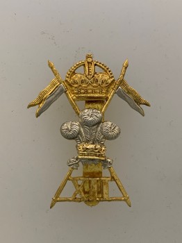 12th Lancers metal cap badge