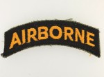 WWII 'Airborne' cloth shoulder title. Gold on black