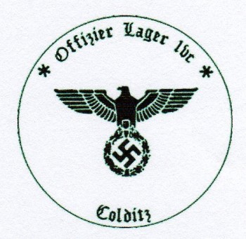 P.O.W. Officer Camp 1VC 'COLDITZ' military rubber hand stamp.