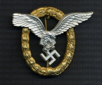 Luftwaffe Pilot Observers Badge RE-ENACTOR REPRODUCTION.