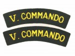 British Army WWII 'V Commando'  cloth shoulder titles.  PAIR.