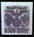 Framed printed copy of ADOLF HITLER's personal library book label.