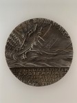 Goetz medallion commemorating the sinking of the Lusitania. ENGLISH ISSUE GREY METAL