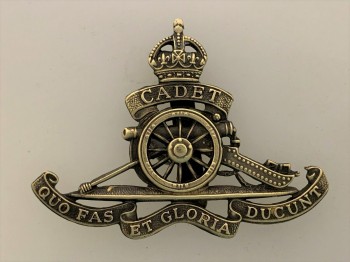 Royal Artillery Cadet brass cap badge ANTIQUED.