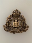 Suffolk Regiment metal cap badge. Brass WW1 economy issue ANTIQUED.