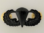 U.S. Army Parachute Paratrooper metal jump wings. Full size. BLACK SUBDUED  ISSUE