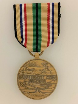 U.S. South West Asia Service Gulf War medal with box.