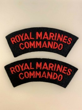 ROYAL MARINES COMMANDO cloth shoulder titles. PAIR